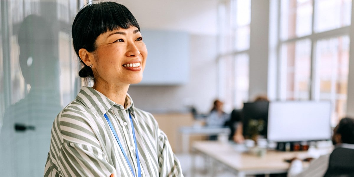 woman smiling in the office