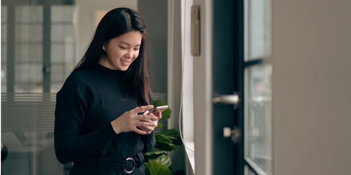 woman on her phone