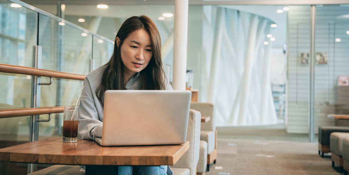 woman working on a laptop